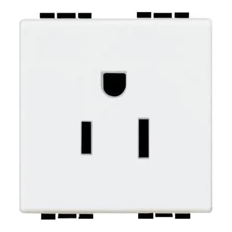 Toma BTICINO N4128S · 2P+T americana 15A-250V 2 mod. LIVING-LIGHT blanco