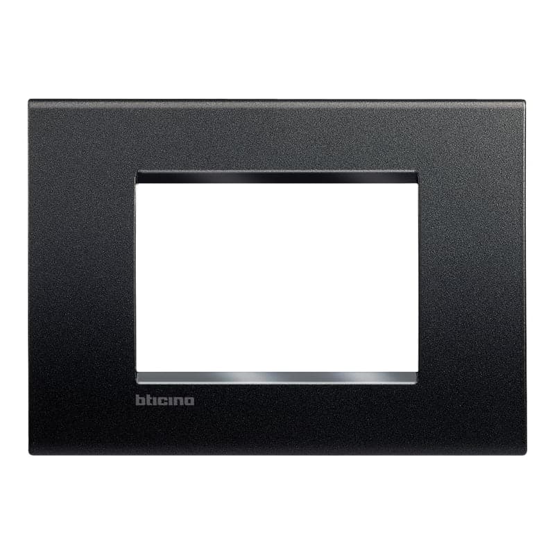 Placa tecnopolimero BTICINO LNA4803AR · 3 módulos negro LIVING LIGHT