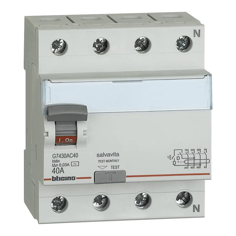 Interruptor diferencial BTICINO G7430AC40 · 4P 40A 30mA 230V new salvavita DIN