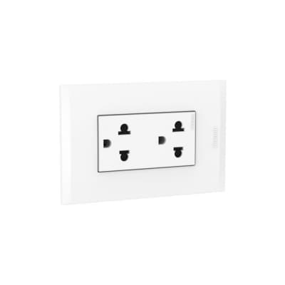 Toma duplex universal BTICINO AH2212TREB · 2P+T 16A-250V blanco con placa blanco