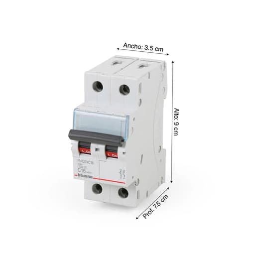 Imagen referencial de la serie: Interruptor termomagnético BTICINO FN820YC6 · 2P C6 10/6kA 220/440V C DIN btdin