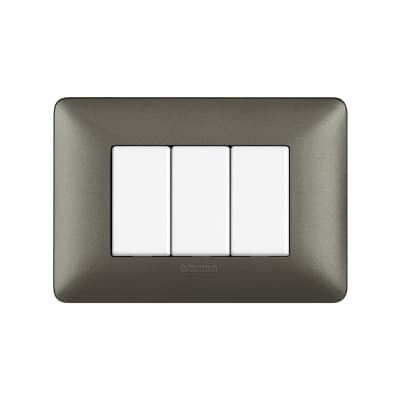 Placa tecnopolimero BTICINO AM4803MIR · 3 mod. MÀTIX acero