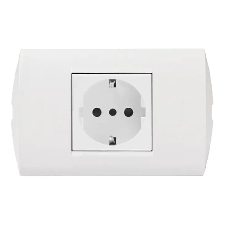 Toma simple schuko BTICINO AE2140EB · 2P+T 16A. 250V. modus style blanco