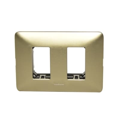PLACA+SOPORTE BTICINO AM503SM2CH · 2 mod. aluminio chamgpane
