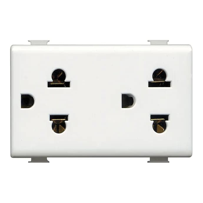 Tomacorriente duplex BTICINO AM5025DWT · 2P+ tierra 16A 250V blanco MATIX
