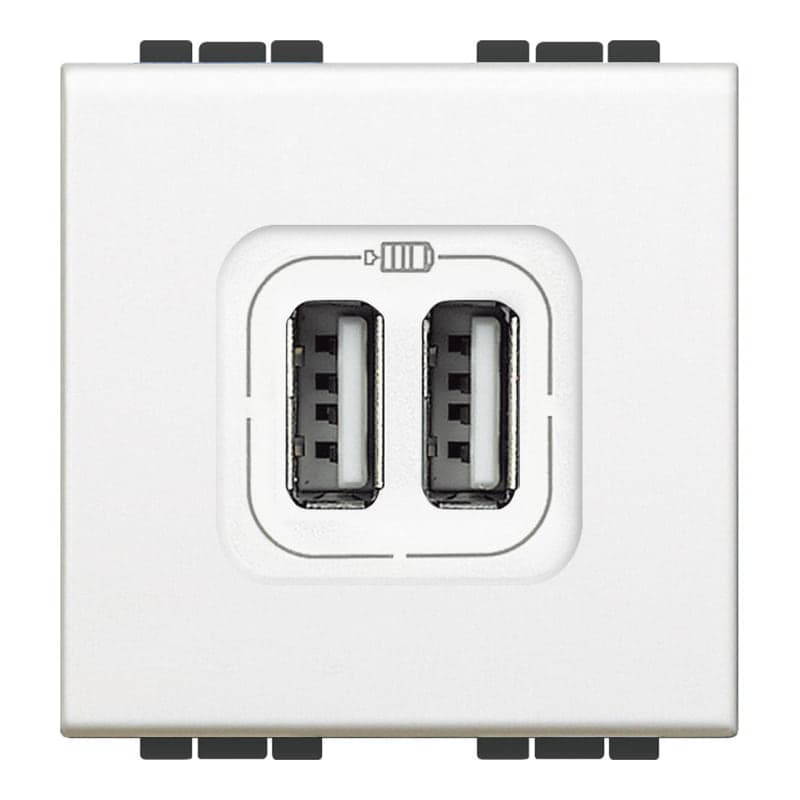 Cargador USB doble LIVING-LIGHT BTICINO N4285C2 · blanco 2 mód