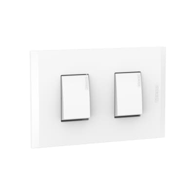 Imagen referencial de la serie: Interruptor doble BTICINO AH2201EB · 10A 250V 3 vías blanco con placa blanco