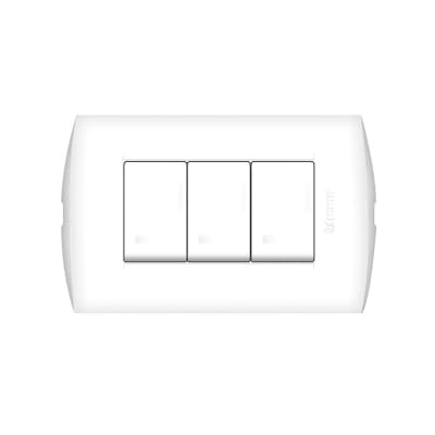 Interruptor triple unipolar BTICINO · 10A 250V blanco modus style (BTICINO-INTERRUPTOR-TRIPLE-10A-250V-BLANCO)