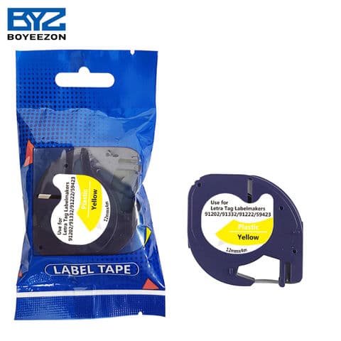 Cinta para rotulador dymo BYZ 91202 · 12mm X 4M plástica amarillo