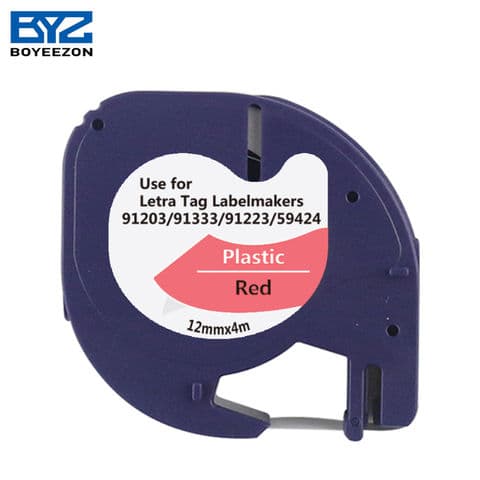 Cinta para rotulador dymo BYZ 91203 · 12mm X 4M plástica rojo