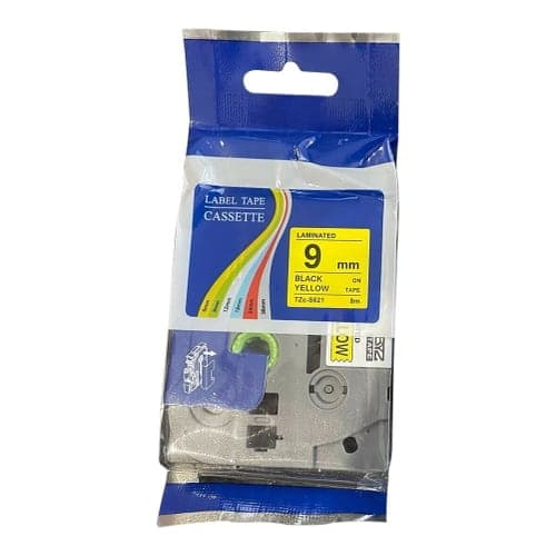 Cinta para rotulador Brother BYZ TZC-S621 · 9mm X 8M amarillo con pegamento industrial