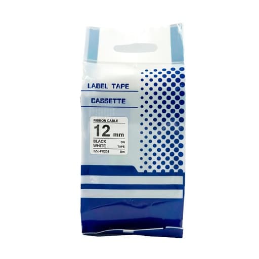 Cinta flexible para rotulador Brother BYZ TZc-FX231 · 12mm X 8M blanco