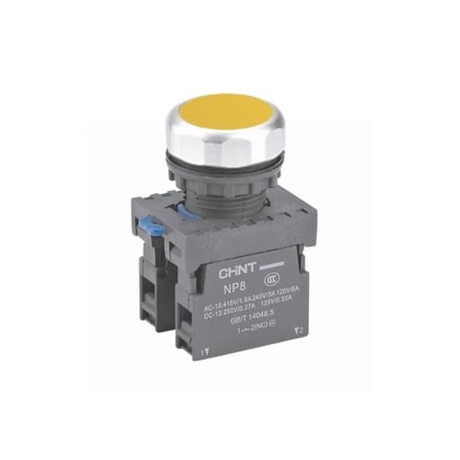 Pulsador luminoso CHINT NP8-11BND YEL AC/DC 24V · 24VDC/AC amarillo ø22mm 1NA+1NC (NP8-11BND-YEL-AC/DC-24V)