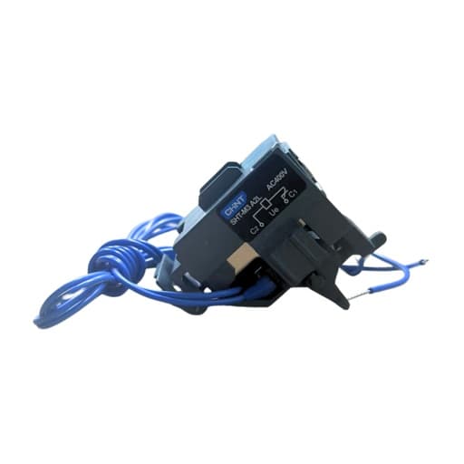 Imagen referencial de la serie: Bobina de disparo CHINT SHT-M2 A2 L 400V · en 380/400/415VAC para NXM-160 (SHT-M2-A2-L-400V)