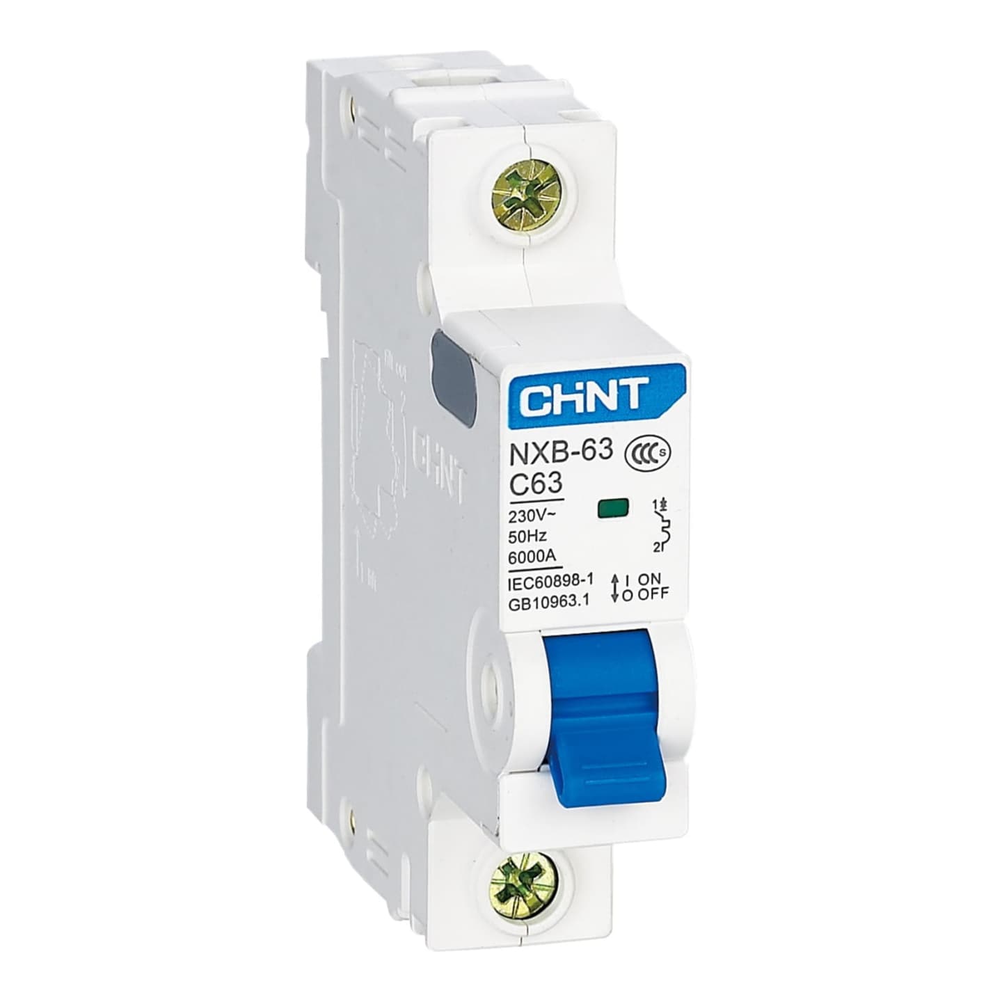 Interruptor termomagnético CHINT NXB-63 · 1P 63A curva C 6kA (NXB-63-1P-C63)