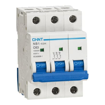Interruptor termomagnético CHINT NB1-63H/2 3P C10 10kA · 3P 10A 10kA norma Iec60947 (NB1-63H/2-3P-C10-10KA)