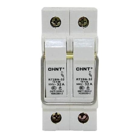 Portafusible CHINT BASE RT28N-32 2P · 2P para fusible 10x38mm hasta 32A, 690V AC 520485 (BASE-RT28N-32-2P)