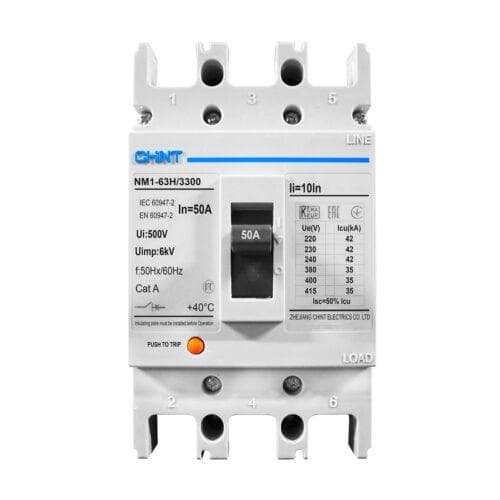 Interruptor de caja moldeada CHINT NM1-63H/3300 · 3P 50A 35kA 415V (NM1-63H/3300-50A)