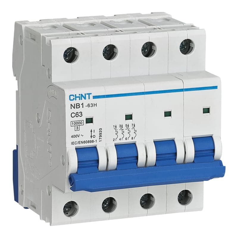 Imagen referencial de la serie: Interruptor termomagnético CHINT NB1-63H 2P C63 · 2P 63A 230VAC 10kA curva C (NB1-63H-2P-C63)