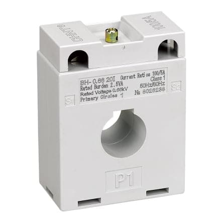 Imagen referencial de la serie: Transformador de corriente CHINT BH-0.66Ⅰ600/5 φ40 - 0.5 class · 600/5A, ventana 42x11mm clase 0.5 (1 Vuelta) (CHINT-TRANSFORMADOR-CORRIENTE-5A-42X11MM-2)