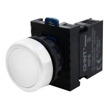 Pulsador rasante PVC CHINT NP8-10BN/1 · blanco Ø22mm 1NA