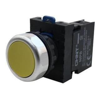 Pulsador rasante PVC CHINT NP8-11BN/5 · amarillo Ø22mm 1NA+1NC Np8