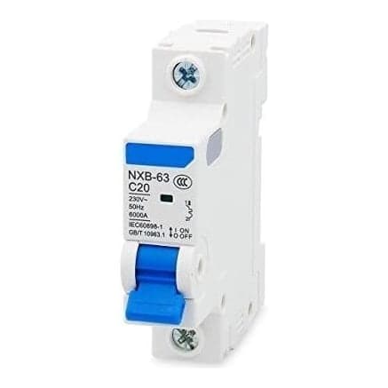Interruptor termomagnético CHINT NXB-63 · 1P 20A curva C 6kA (NXB-63-1P-C20)