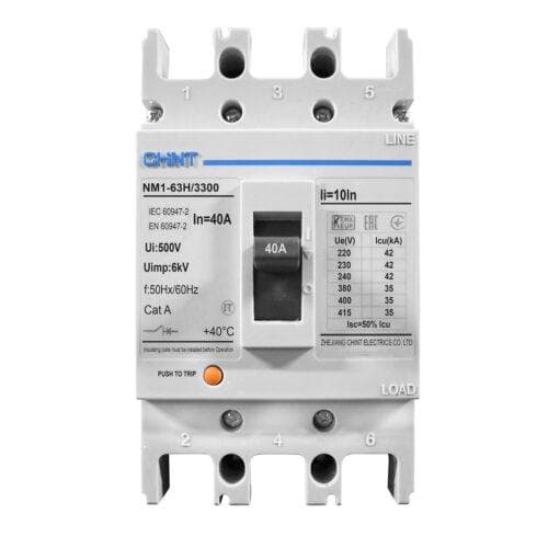 Interruptor de caja moldeada CHINT NM1-63H/3300 · 3P 40A 35kA 415V (NM1-63H/3300-40A)