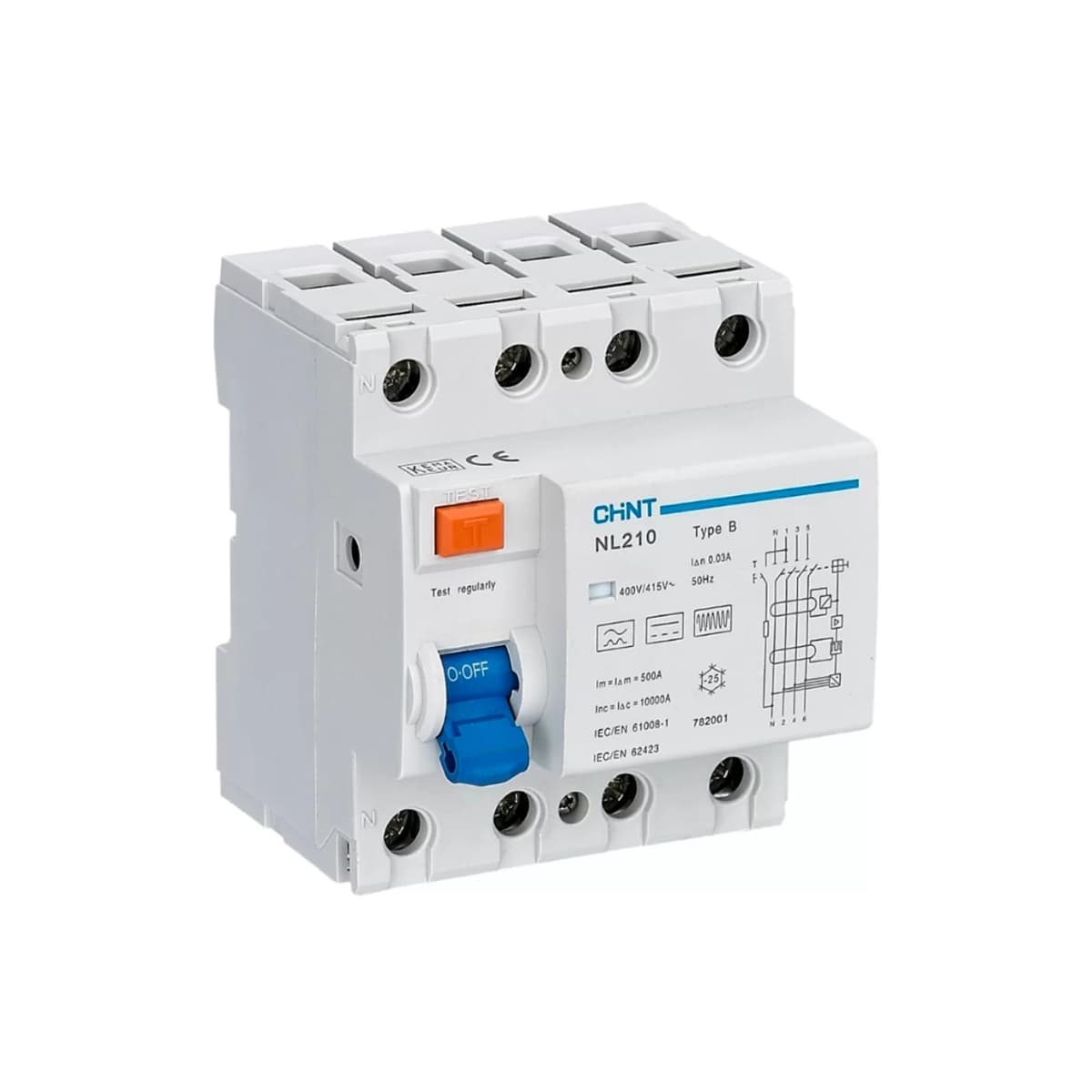 Interruptor diferencial CHINT NL210 · 3P+N 25A 300mA tipo B 10kA (NL210-25A)