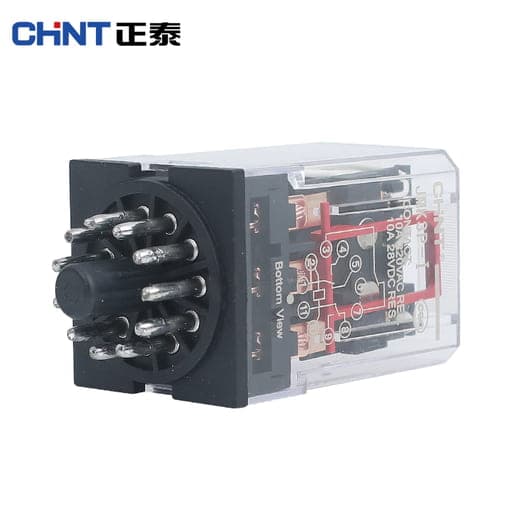 Relé enchufable CHINT JMK3P-I DC12V · 11 pines 12VDC 10A 3Nanc con indicador mecánico (JMK3P-I-DC12V)