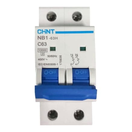 Interruptor termomagnético CHINT NB1-63H 2P C6 · 2P 6A 230VAC 10kA curva C (NB1-63H-2P-C6)