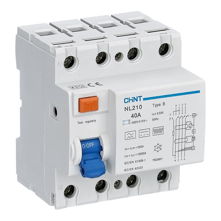 Interruptor diferencial CHINT NL210 · 3P+N 40A 300mA tipo B 10kA (NL210-40A)