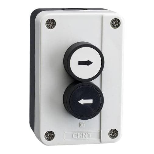 Caja para mando CHINT NP2-B223 · 22mm, PVC, C. blanco 2 pt, B=P. B-F.Negra 1NA, A=P