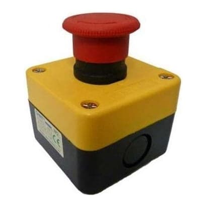 Pulsador emergencia en caja CHINT NP2-J174H29 · Ø40mm, 1NC, giro para desenclavar
