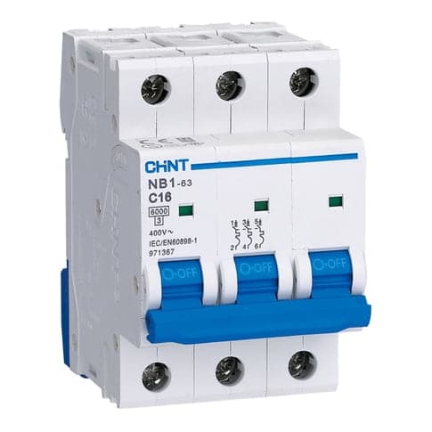 Interruptor termomagnético CHINT NB1-63 3P C4 · 3P 4A 230VAC 6kA curva C (NB1-63-3P-C4)