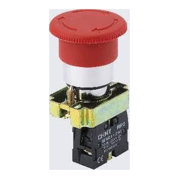 Pulsador parada emergencia PVC CHINT NP8-11ZS/14 RED · Ø22mm hongo 40mm rojo 1NA + 1NC T. seta (NP8-11ZS/14-RED)