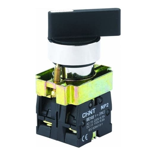 Selector maneta larga CHINT NP2-BJ45 · 2 posic metal negro Ø 22mm 1NA con retorno