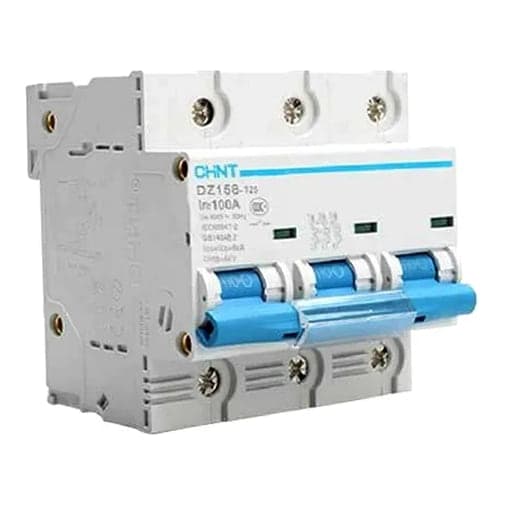 Interruptor termomagnético tripolar CHINT DZ158-125 3P 100A 10KA · 100A, 10kA (DZ158-125-3P-100A-10KA)