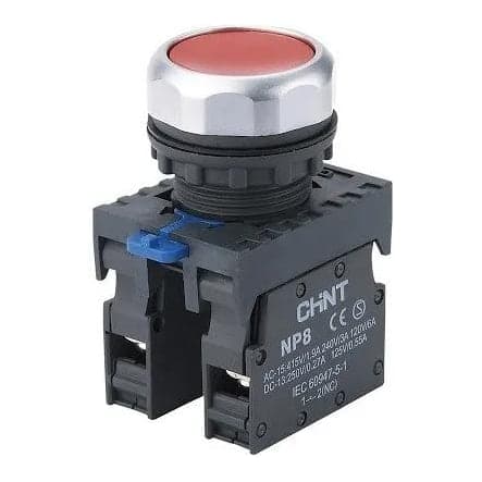 Pulsador rasante PVC CHINT NP8-11BN RED · rojo Ø22mm 1NA+1NC Np8 577777 (NP8-11BN-RED)