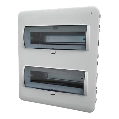 Imagen referencial de la serie: Tablero plástico empotrable con puerta fumé CHINT NX8-20 · 20 (2x10) polos sin tierra IP30
