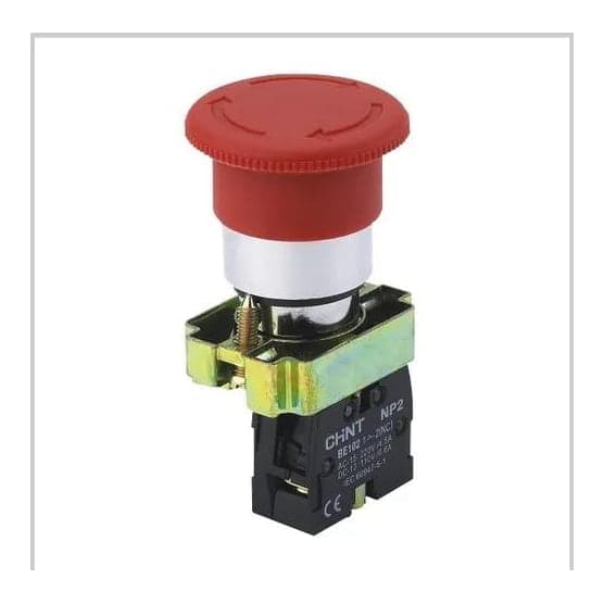 Pulsador parada emergencia PVC CHINT NP8-01ZS/24 RED · Ø22mm hongo 60mm rojo 1NC T. seta (NP8-01ZS/24-RED)