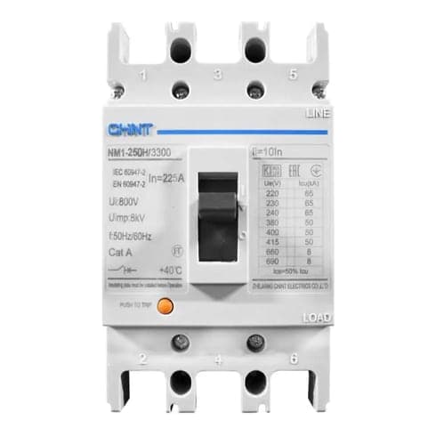 Interruptor de caja moldeada CHINT NM1-250H/3300 225A · 3P fijo 225A 50kA 415VAC (NM1-250H/3300-225A)