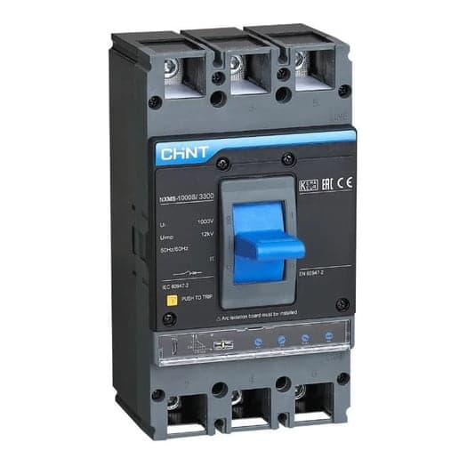 Interruptor de caja moldeada CHINT NXMS-1000S/3300 1000A · 3P 1000A (Reg) (0.4-1Ln) 50kA - 380V 75kA (NXMS-1000S/3300-1000A)