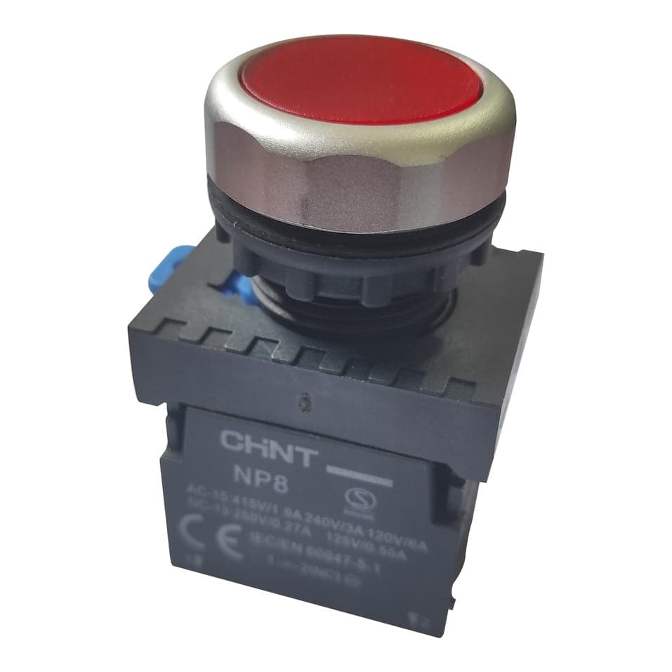 Pulsador CHINT NP8-01BND · 220VAC NC rojo