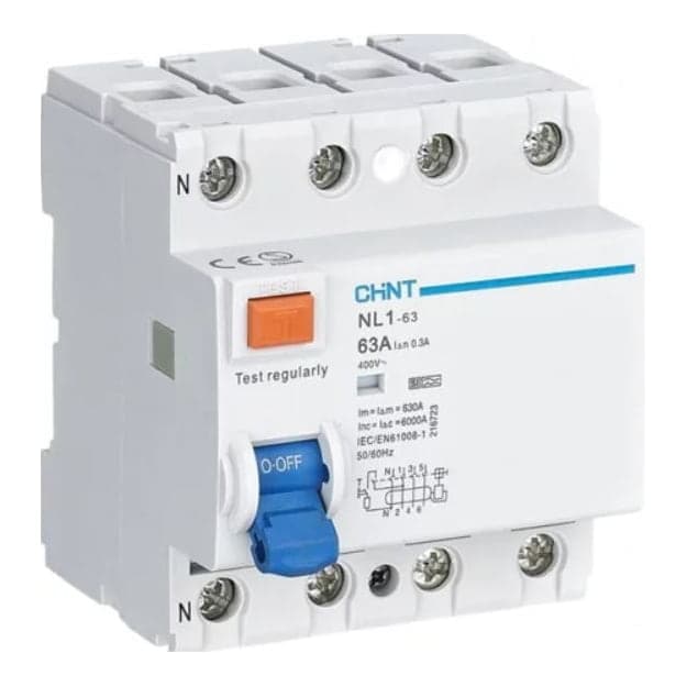 Interruptor diferencial CHINT NL1-63 · 4P 63A 300mA tipo A 6kA (NL1-63-4P-63A-300MA-A)