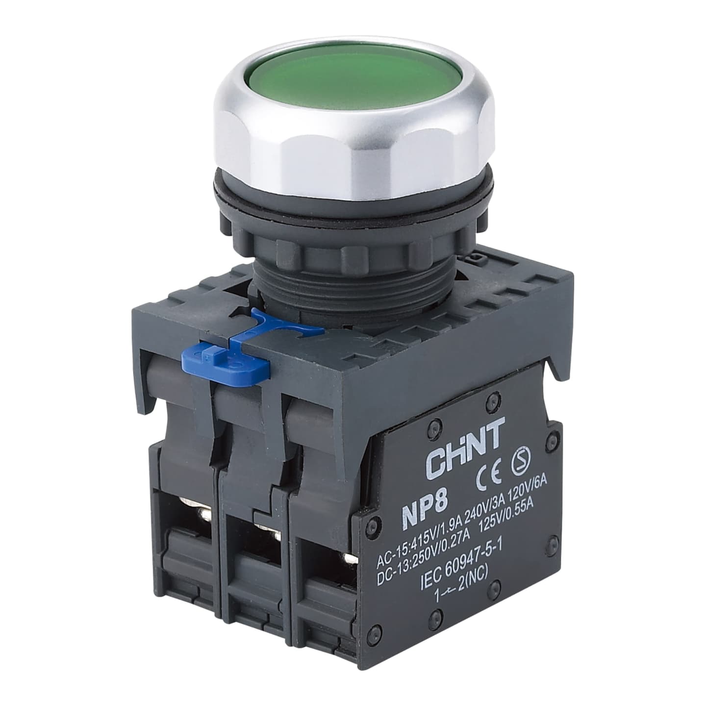 Imagen referencial de la serie: Selector luminoso CHINT NP8-01XD/21 · 220VAC 1NC ø22mm rojo