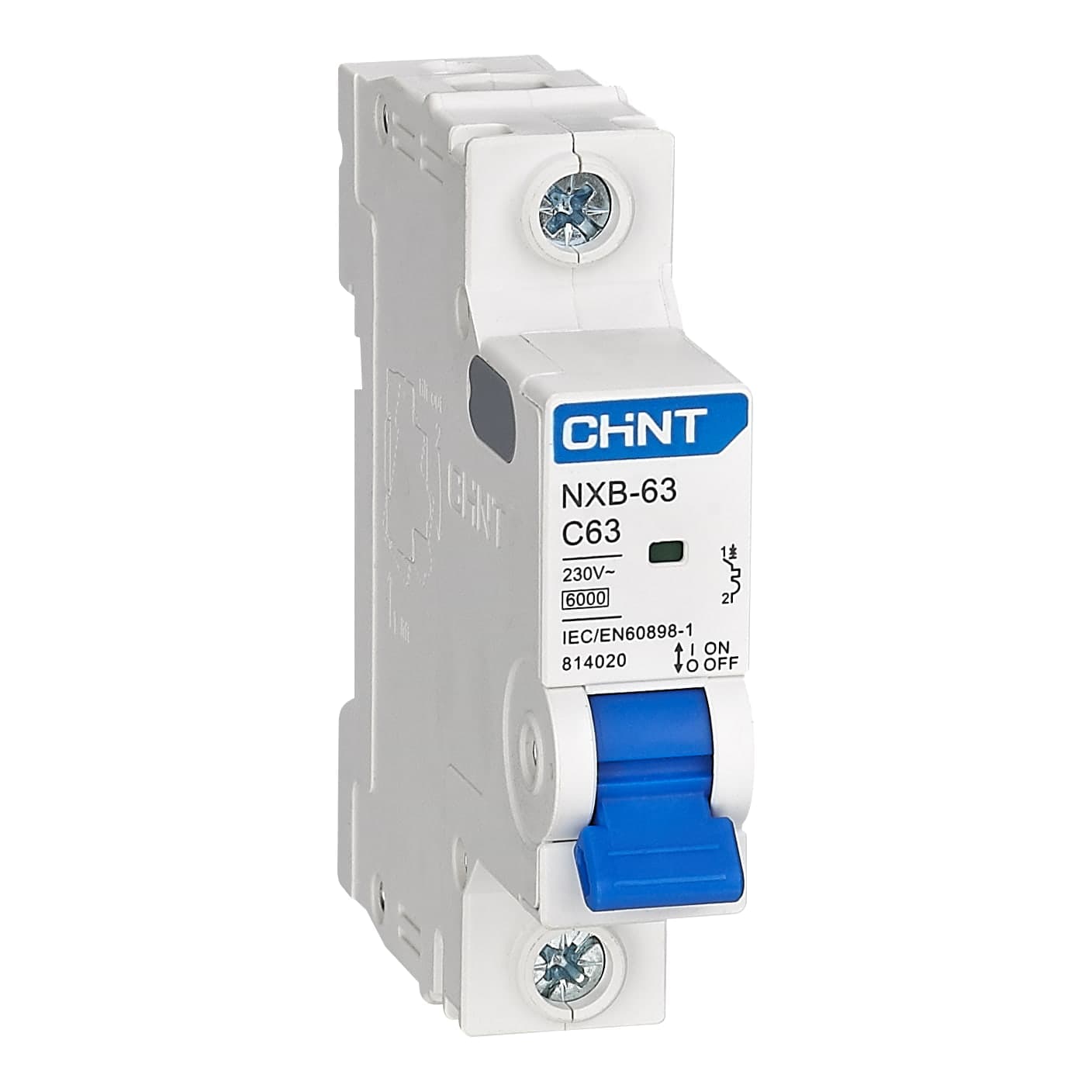 Imagen referencial de la serie: Interruptor termomagnético CHINT NXB-63 · 1P 25A curva C 6kA (NXB-63-1P-C25)