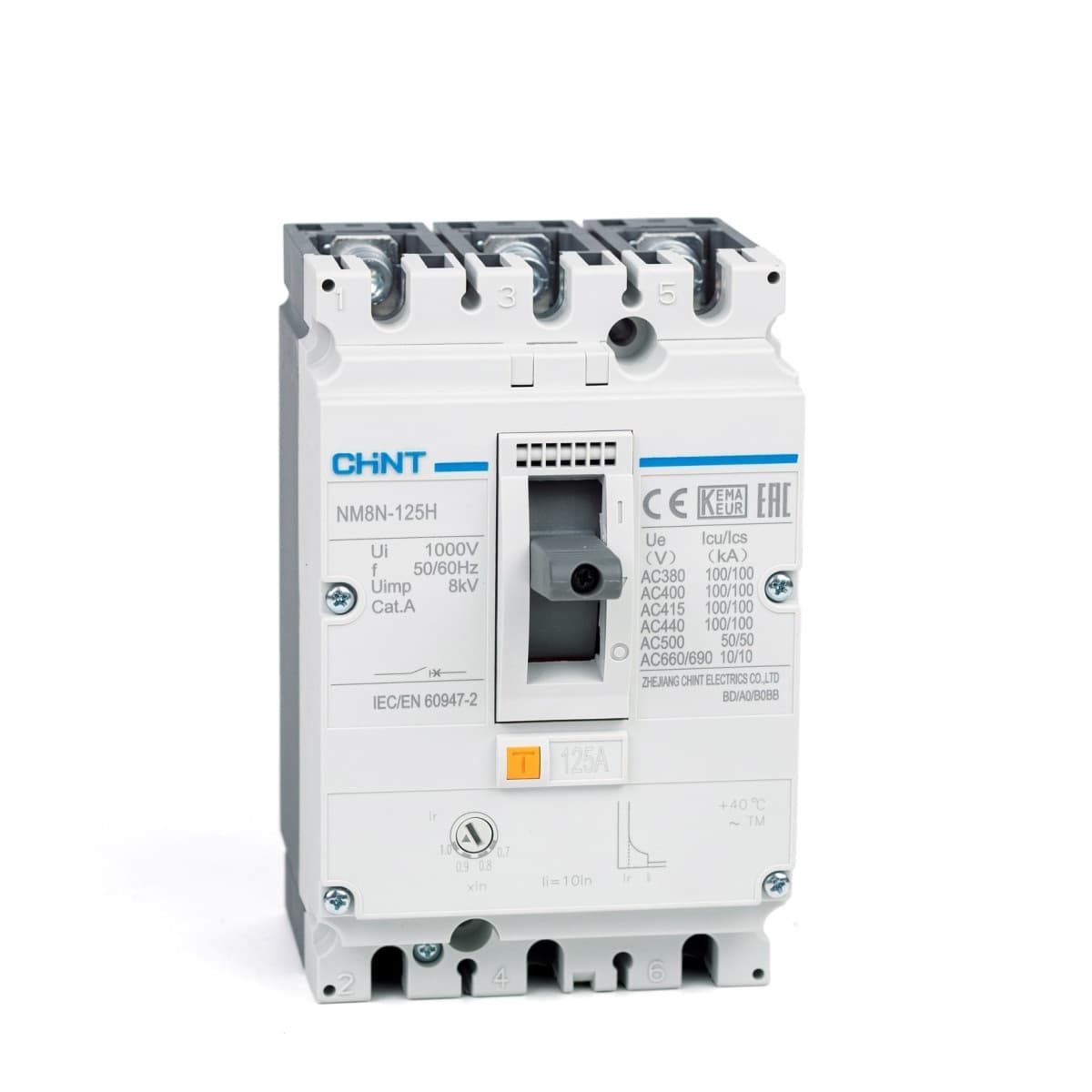 Interruptor de caja moldeada regulable CHINT NM8N-125S · 3P regulable 87.5–125A