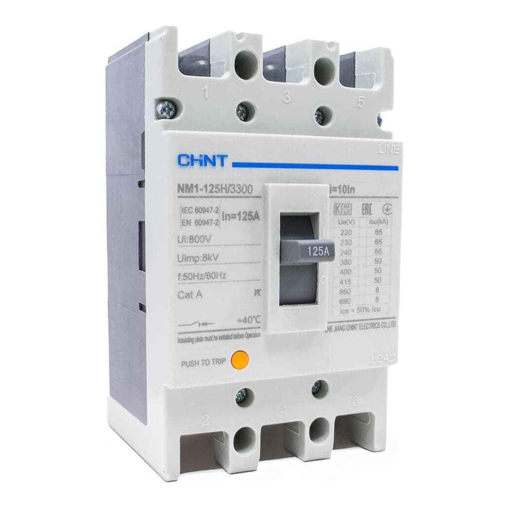 Interruptor de caja moldeada CHINT NM1-125H/3300 · 3P 125A 50kA 415V (NM1-125H/3300-125A)