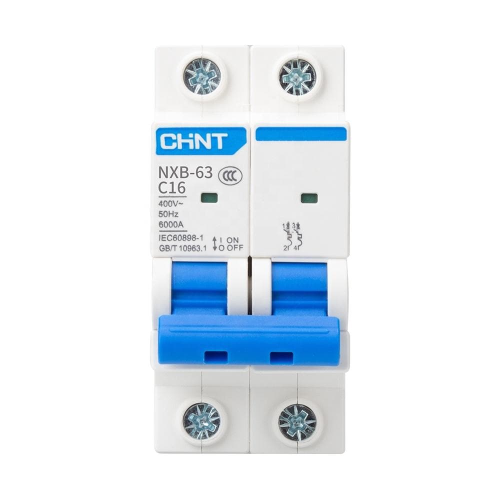 Interruptor termomagnético CHINT NXB-63 · 2P 16A curva C 6kA (NXB-63-2P-C16)
